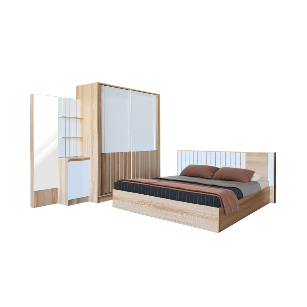ชุดห้องนอน 6 ฟุต WISDOM DESIGN FURNITURE รุ่น AMANDA สี แอช/ขาว_6